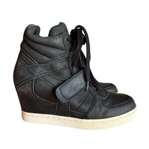Ash Limited Edition Cool Ter Distressed Black Leather Sneaker Wedges s 38/US 7.5